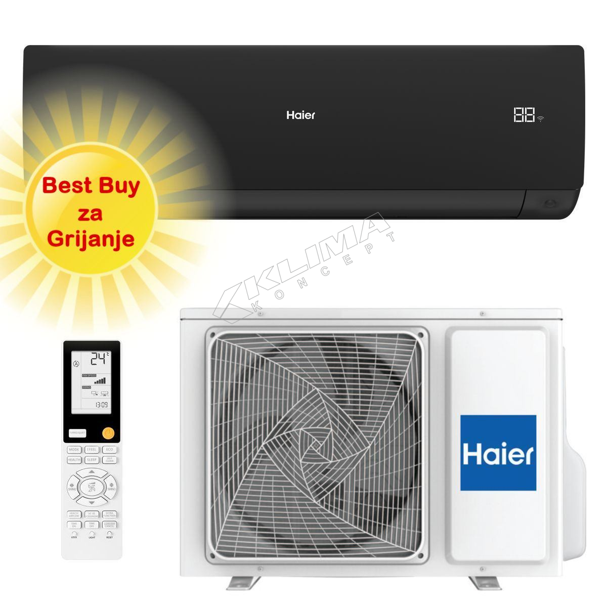HAIER KLIMA UREĐAJ 3,5kW AS35SBBHRA-MB/1U35DEBFRA-SH- optimiziran za grijanje