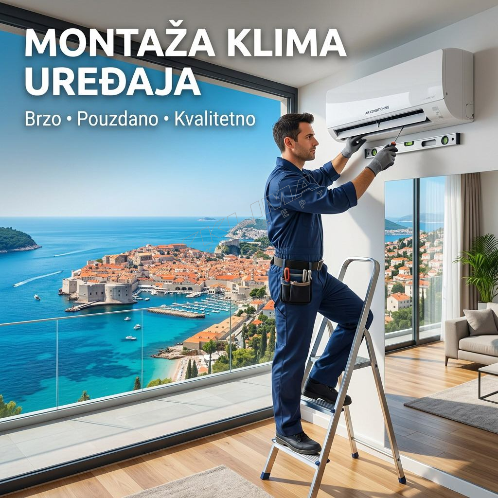 MONTAŽA ZIDNOG ILI PODNOG KLIMA UREĐAJA SNAGE 4,6 - 5,9 kW u hlađenju - uključeno do 3m svih instalacija - Montiramo isključivo uređaje koje prodamo!