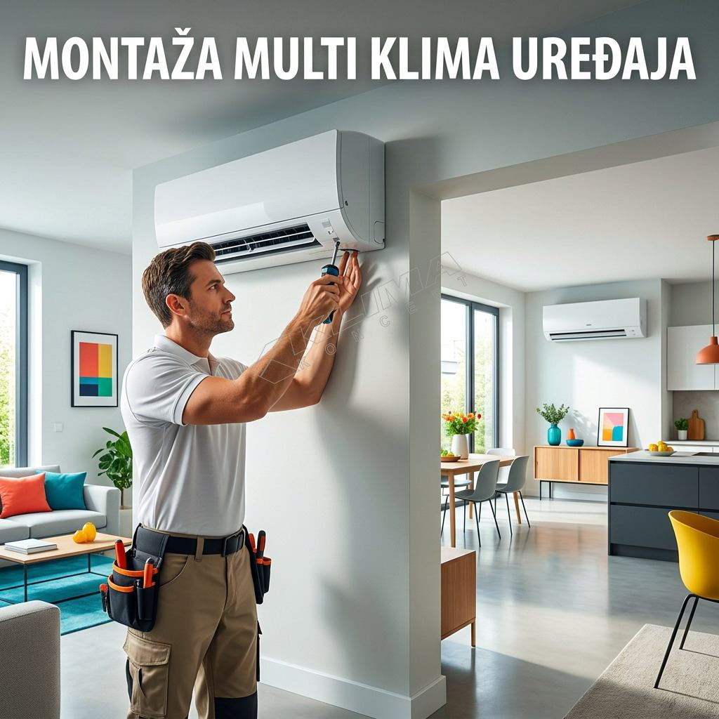 MONTAŽA MULTI KLIMA UREĐAJA TRIJAL - 3 zidne ili podne unutarnje i jedne vanjske jedinice - Montiramo isključivo uređaje koje prodamo!