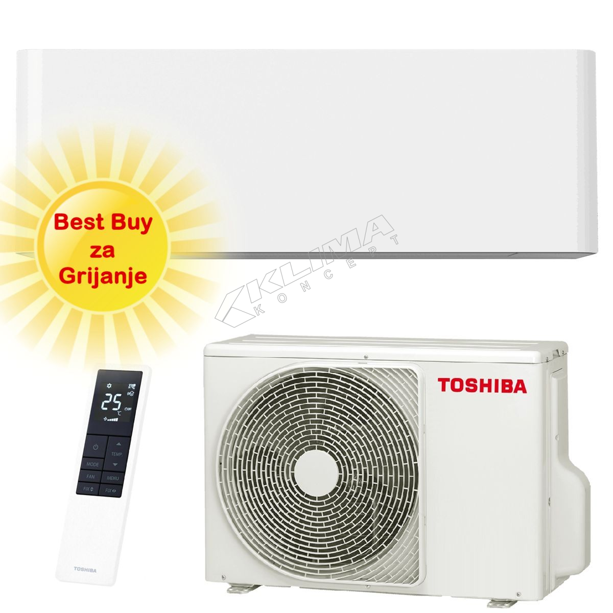 TOSHIBA KLIMA UREĐAJ 7kW RAS-B24P2KVSG-E/RAS-24P2AVSG-E - optimiziran za grijanje