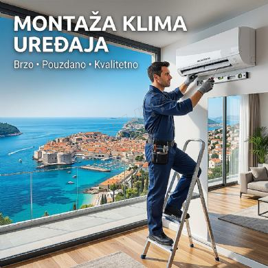 MONTAŽA ZIDNOG ILI PODNOG KLIMA UREĐAJA SNAGE DO 4,5 kW u hlađenju - uključeno do 3m svih instalacija