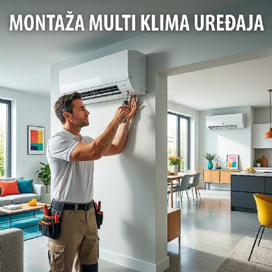 MONTAŽA MULTI KLIMA UREĐAJA DUAL - 2 zidne ili podne unutarnje i jedne vanjske jedinice
