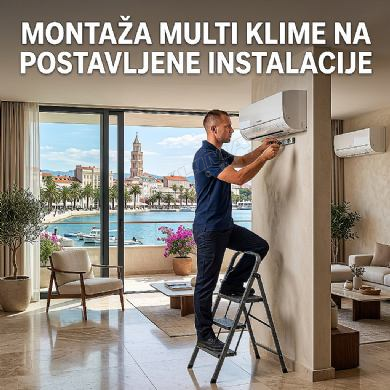 MONTAŽA MULTI KLIMA UREĐAJA DUAL NA POSTAVLJENE INSTALACIJE - 2 zidne ili podne unutarnje i jedne vanjske jedinice