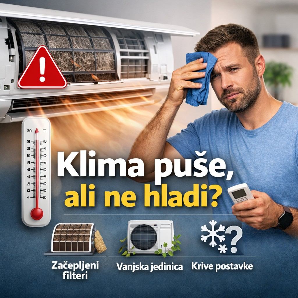 Klima puše, ali ne hladi – 9 najčešćih razloga i što prvo provjeriti