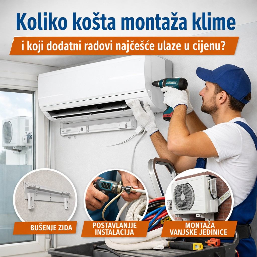Koliko košta montaža klime i koji dodatni radovi najčešće ulaze u cijenu